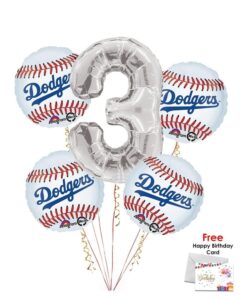 Los Angelese Dodgers Happy Birthday Balloon Bouquet (5 Balloons)