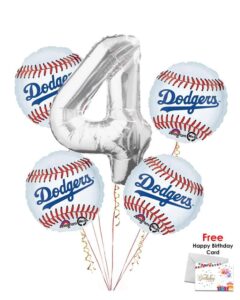 Los Angelese Dodgers Happy Birthday Balloon Bouquet (5 Balloons)