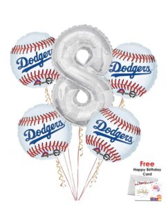 Los Angelese Dodgers Happy Birthday Balloon Bouquet (5 Balloons)