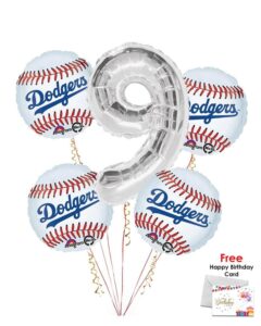 Los Angelese Dodgers Happy Birthday Balloon Bouquet (5 Balloons)