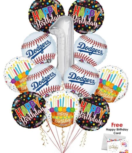 Los Angeles Dodgers Happy Birthday Balloon Bouquet (12 Balloons) – Viva Party
