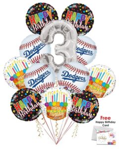 Los Angeles Dodgers Happy Birthday Balloon Bouquet (12 Balloons)