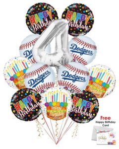 Los Angeles Dodgers Happy Birthday Balloon Bouquet (12 Balloons)