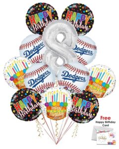 Los Angeles Dodgers Happy Birthday Balloon Bouquet (12 Balloons)