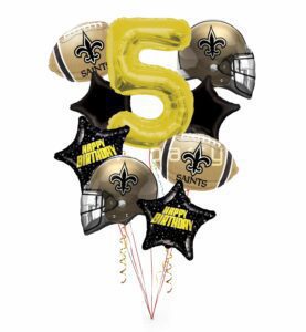 New Orleans Saints Happy Birthday Balloon Bouquet (9 Balloons)