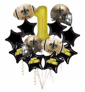 New Orleans Saints Happy Birthday Balloon Bouquet (13 Balloons) – Viva Party