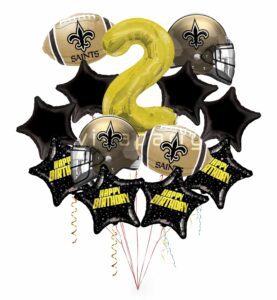 New Orleans Saints Happy Birthday Balloon Bouquet (13 Balloons)