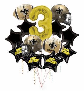 New Orleans Saints Happy Birthday Balloon Bouquet (13 Balloons)