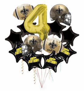 New Orleans Saints Happy Birthday Balloon Bouquet (13 Balloons)