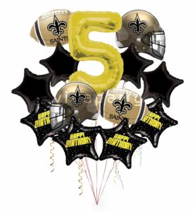 New Orleans Saints Happy Birthday Balloon Bouquet (13 Balloons)