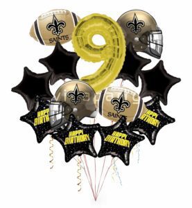New Orleans Saints Happy Birthday Balloon Bouquet (13 Balloons)