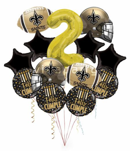 New Orleans Saints Feliz Cumple Balloon Bouquet (13 Balloons)