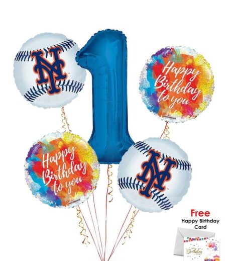 New York Mets Happy Birthday Balloon Bouquet (5 Balloons) – Viva Party