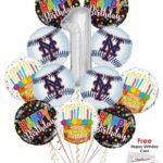 New York Mets Happy Birthday Balloon Bouquet (12 Balloons) – Viva Party