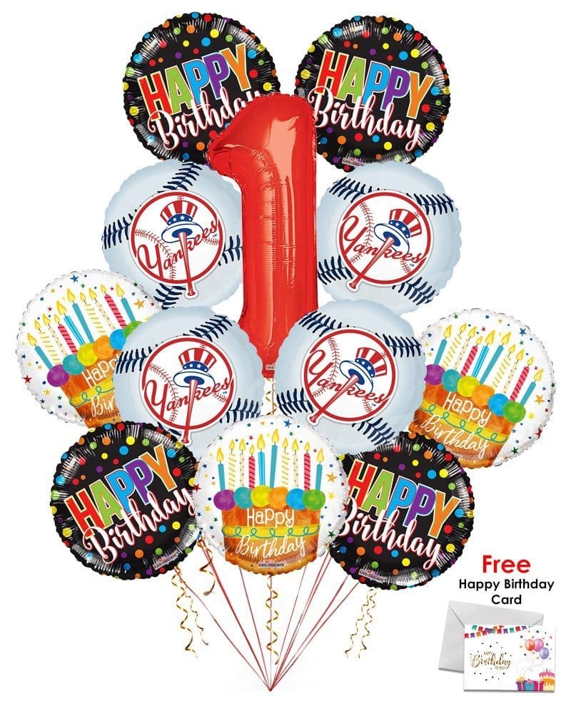 Nyy-12-S2N1.Jpg New York Yankees Happy Birthday Balloon Bouquet (12 Balloons) – Viva Party