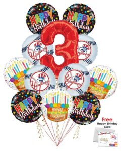 New York Yankees Happy Birthday Balloon Bouquet (12 Balloons)