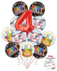 New York Yankees Happy Birthday Balloon Bouquet (12 Balloons)