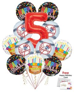 New York Yankees Happy Birthday Balloon Bouquet (12 Balloons)