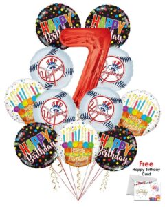 New York Yankees Happy Birthday Balloon Bouquet (12 Balloons)