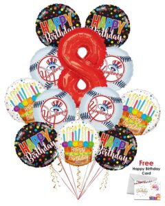 New York Yankees Happy Birthday Balloon Bouquet (12 Balloons)
