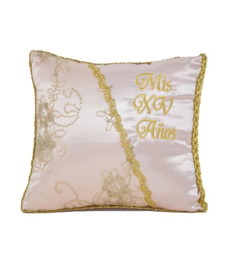 5 Pc Blush and Gold Quinceanera Pillow Set