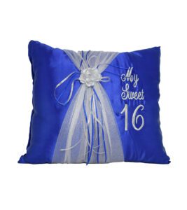5 Pc Royal Blue and Silver Quinceanera Pillow Set