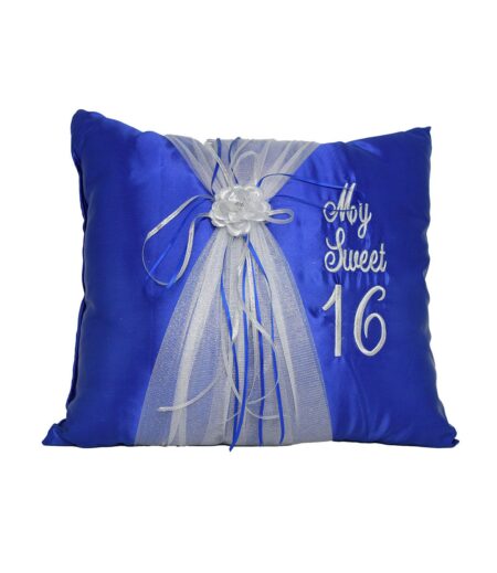 5 Pc Royal Blue and Silver Quinceanera Pillow Set