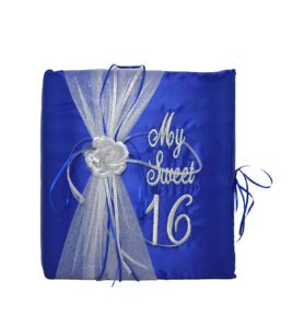 5 Pc Royal Blue and Silver Quinceanera Pillow Set