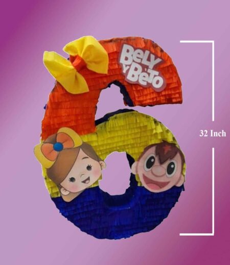 Bely y Beto Number Shape Pinata, Birthday Party, Holiday Event 3 Feet Tall – Viva Party