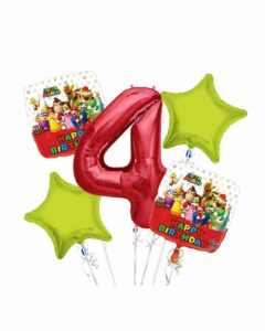 Super Mario Happy Birthday Foil Balloon Bouquet 5 pc – Viva Party