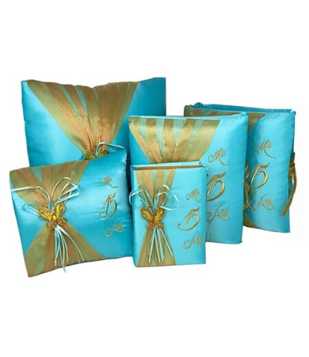 5 Pc Teal and Gold Quinceanera Pillow Set - Elegant Mis 15 Anos Celebration Essentials – Viva Party