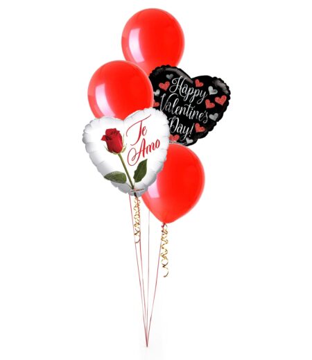 Te Amo Happy Valentines Day Balloon Bouquet, Love Balloons (5 Balloons) – Viva Party