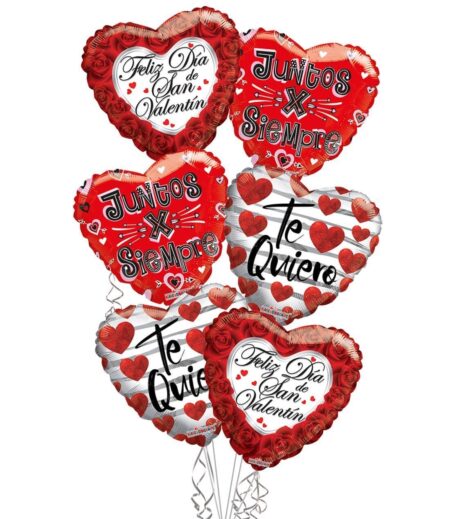 Feliz Dia de San Valentine Juntos X Siempre Te Quiero (Balloon Bouquet) (6 Balloons) – Viva Party