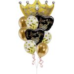 I Love You Gold Crown Valentine's Day Balloon Bouquet - Viva Party (9 Balloons) – Viva Party
