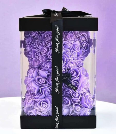 Hand Made Rose Bear Flower Teddy Bear - Purple – Viva Party