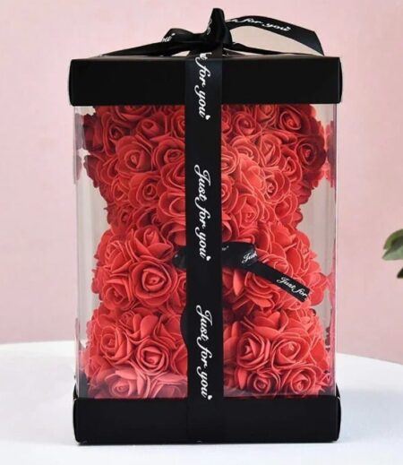 Hand Made Rose Bear Flower Teddy Bear - Red – Viva Party