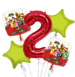 Super Mario Happy Birthday Foil Balloon Bouquet 5 pc