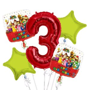 Super Mario Happy Birthday Foil Balloon Bouquet 5 pc