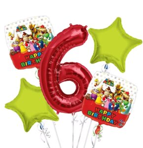 Super Mario Happy Birthday Foil Balloon Bouquet 5 pc