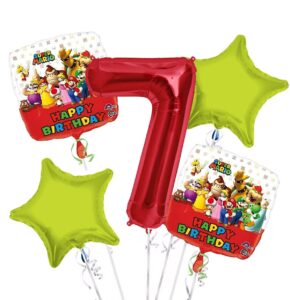 Super Mario Happy Birthday Foil Balloon Bouquet 5 pc