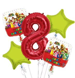 Super Mario Happy Birthday Foil Balloon Bouquet 5 pc