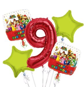 Super Mario Happy Birthday Foil Balloon Bouquet 5 pc