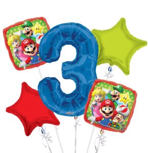 Super Mario Happy Birthday Foil Balloon Bouquet 5 pc.