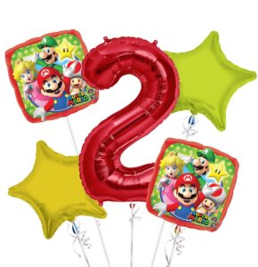 Super Mario Happy Birthday Foil Balloon Bouquet 5 pc