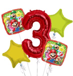Super Mario Happy Birthday Foil Balloon Bouquet 5 pc