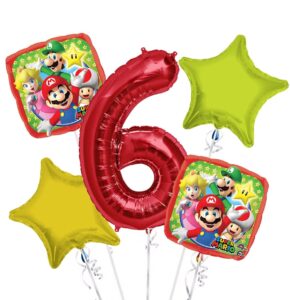 Super Mario Happy Birthday Foil Balloon Bouquet 5 pc