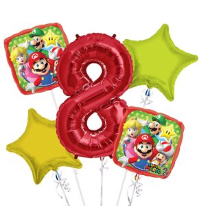 Super Mario Happy Birthday Foil Balloon Bouquet 5 pc