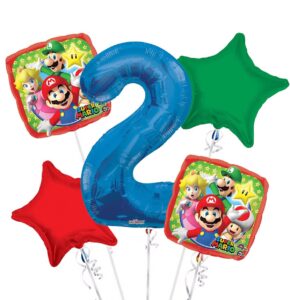 Super Mario Happy Birthday Foil Balloon Bouquet 5 pc