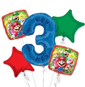 Super Mario Happy Birthday Foil Balloon Bouquet 5 pc