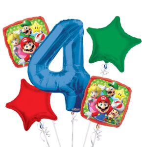 Super Mario Happy Birthday Foil Balloon Bouquet 5 pc